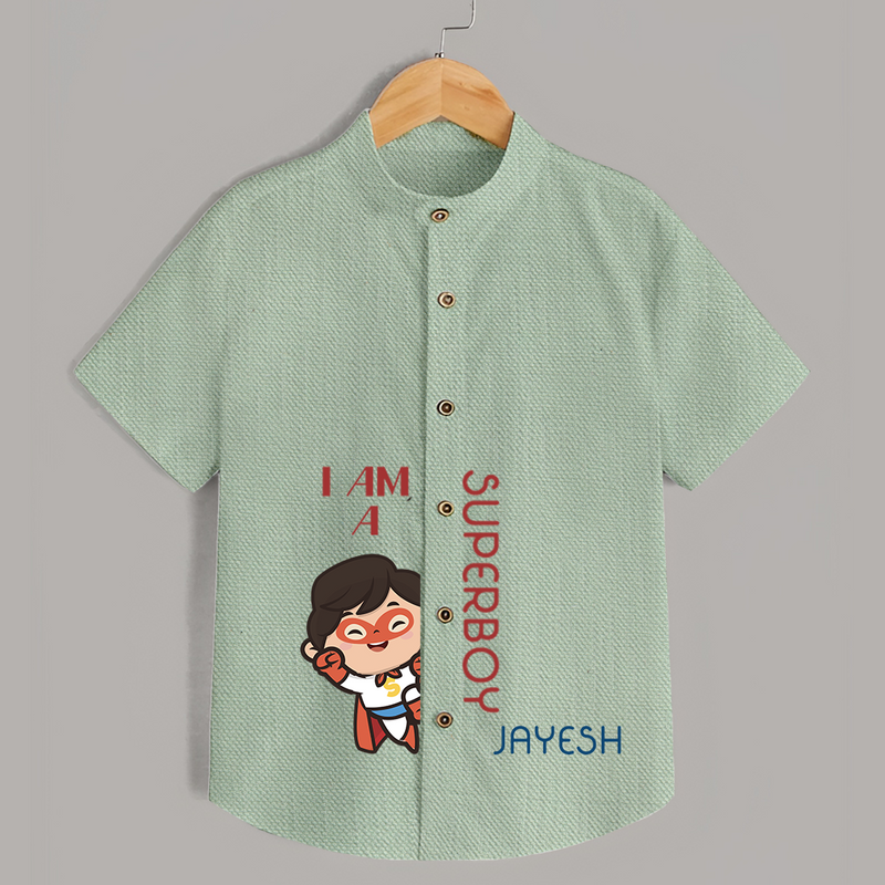 I Am A Super Boy Shirt | Personalized Shirt for Little Superheroes - MINT GREEN - 0 - 6 Months Old (Chest 23")