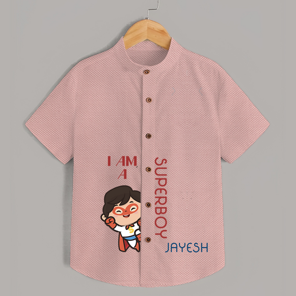 I Am A Super Boy Shirt | Personalized Shirt for Little Superheroes - PEACH - 0 - 6 Months Old (Chest 23")