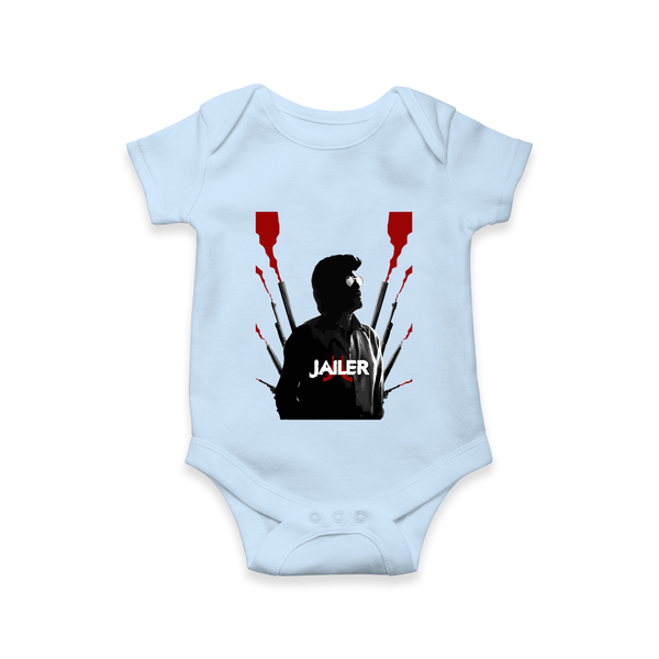 Jailer Silhouette Print Baby Romper - BABY BLUE - New Born (Chest 14")