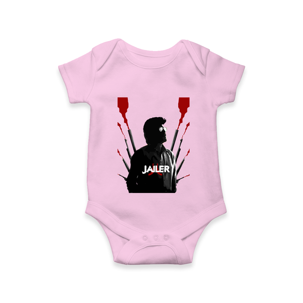 Jailer Silhouette Print Baby Romper - BABY PINK - New Born (Chest 14")