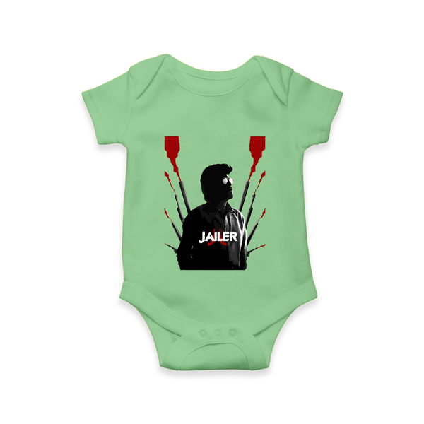 Jailer Silhouette Print Baby Romper - GREEN - New Born (Chest 14")