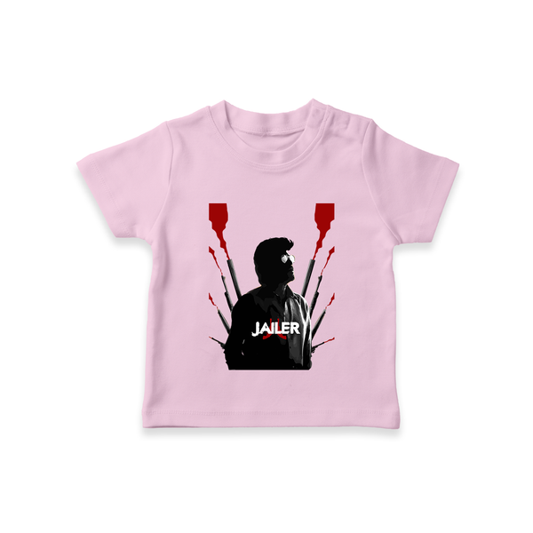 Jailer Silhouette Print Baby T-Shirt - BABY PINK - 0-5 Months Old (Chest 17")