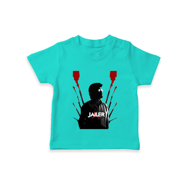 Jailer Silhouette Print Baby T-Shirt - TEAL - 0-5 Months Old (Chest 17")
