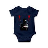 Jailer Silhouette Print Baby Romper - NAVY BLUE - New Born (Chest 14")