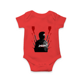 Jailer Silhouette Print Baby Romper - RED - New Born (Chest 14")