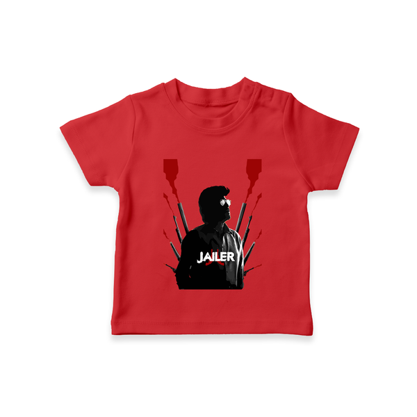 Jailer Silhouette Print Baby T-Shirt - RED - 0-5 Months Old (Chest 17")