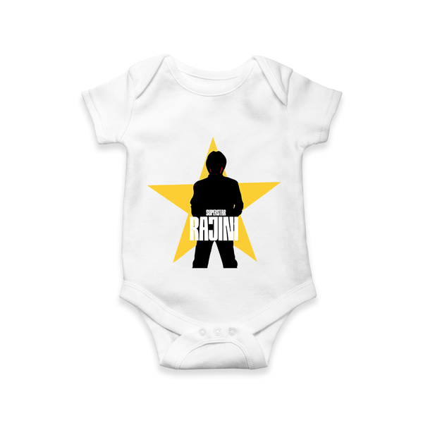 Rajini Star Print Baby Romper - WHITE - New Born (Chest 14")