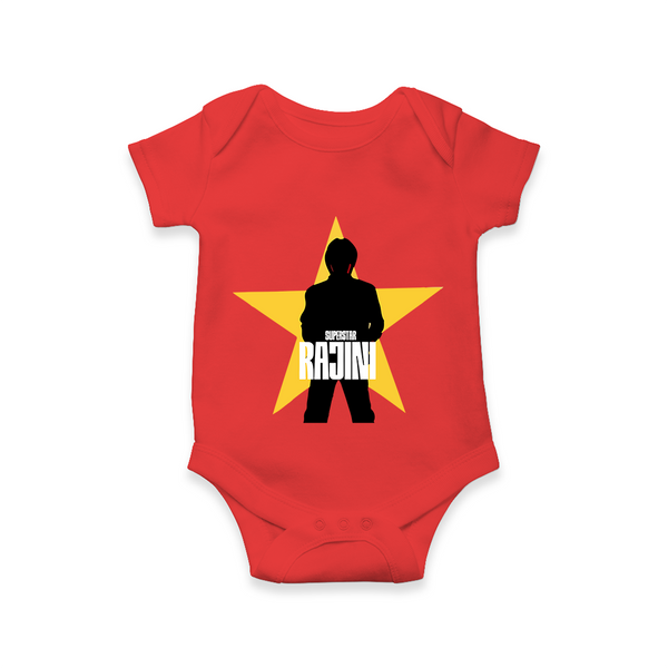 Rajini Star Print Baby Romper - RED - New Born (Chest 14")