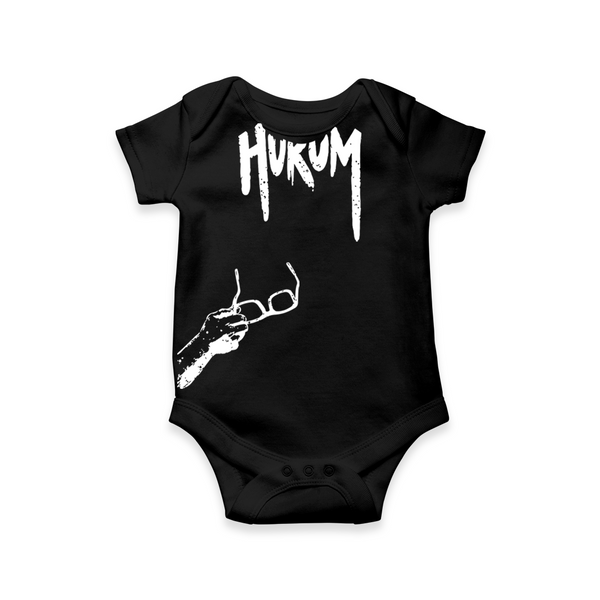 Hukum Signature Print Baby Romper - BLACK - New Born (Chest 14")