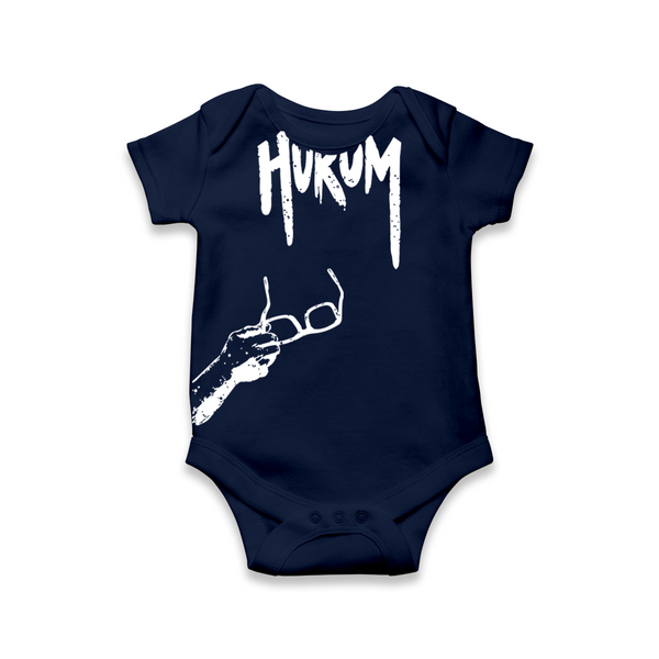 Hukum Signature Print Baby Romper - NAVY BLUE - New Born (Chest 14")