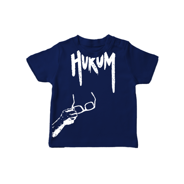 Hukum Signature Print Baby T-Shirt - NAVY BLUE - 0-5 Months Old (Chest 17")