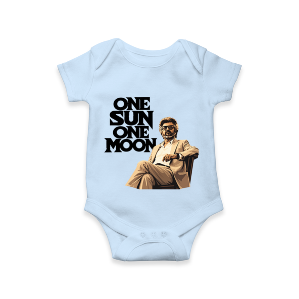 One Sun One Moon Print Baby Romper - BABY BLUE - New Born (Chest 14")