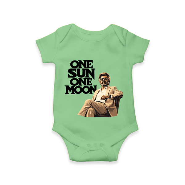 One Sun One Moon Print Baby Romper - GREEN - New Born (Chest 14")
