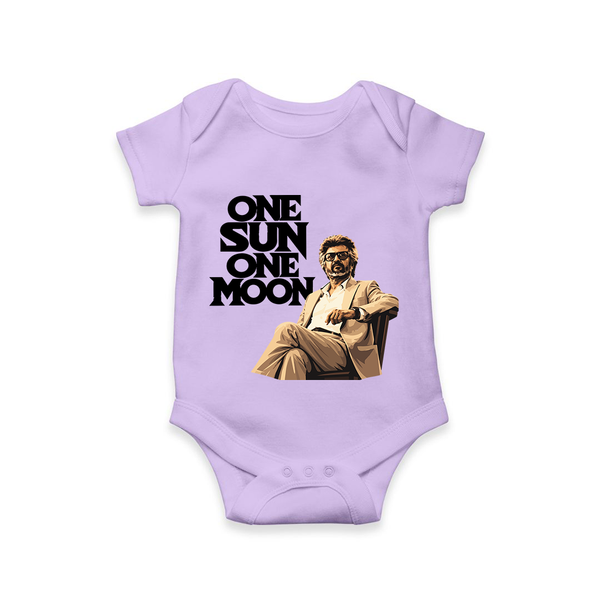 One Sun One Moon Print Baby Romper - LILAC - New Born (Chest 14")