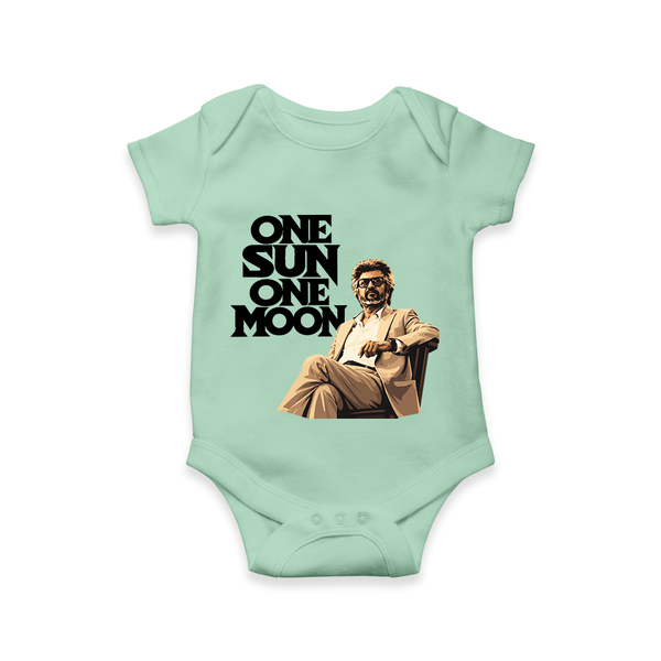 One Sun One Moon Print Baby Romper - MINT GREEN - New Born (Chest 14")