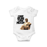 One Sun One Moon Print Baby Romper - WHITE - New Born (Chest 14")