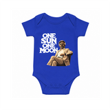 One Sun One Moon Print Baby Romper - COBALT BLUE - New Born (Chest 14")