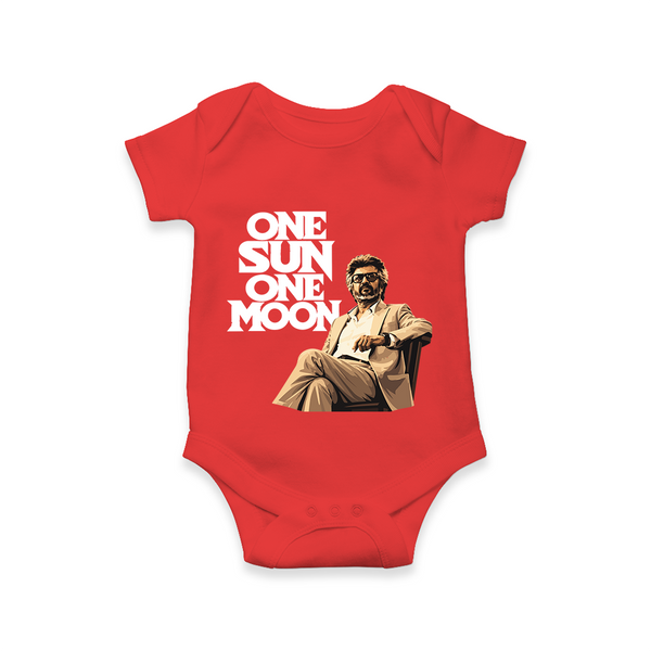 One Sun One Moon Print Baby Romper - RED - New Born (Chest 14")