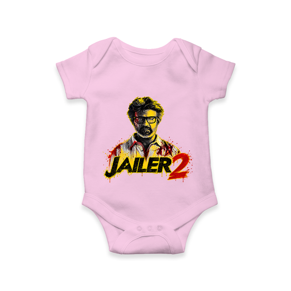 Jailer 2 Action Print Baby Romper - BABY PINK - New Born (Chest 14")