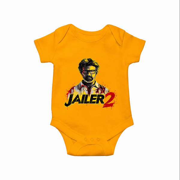 Jailer 2 Action Print Baby Romper - CHROME YELLOW - New Born (Chest 14")