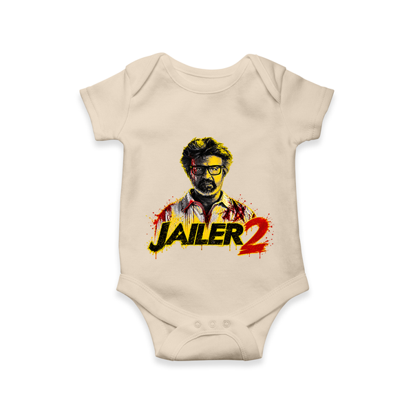 Jailer 2 Action Print Baby Romper - IVORY - New Born (Chest 14")