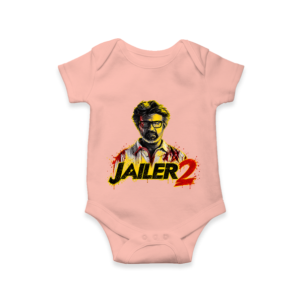 Jailer 2 Action Print Baby Romper - PEACH - New Born (Chest 14")