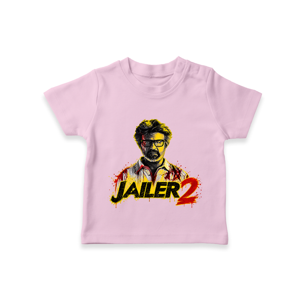 Jailer 2 Action Print Baby T-Shirt - BABY PINK - 0-5 Months Old (Chest 17")