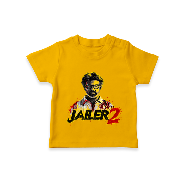 Jailer 2 Action Print Baby T-Shirt - CHROME YELLOW - 0-5 Months Old (Chest 17")