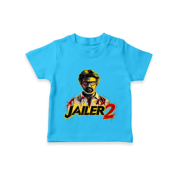 Jailer 2 Action Print Baby T-Shirt - SKY BLUE - 0-5 Months Old (Chest 17")
