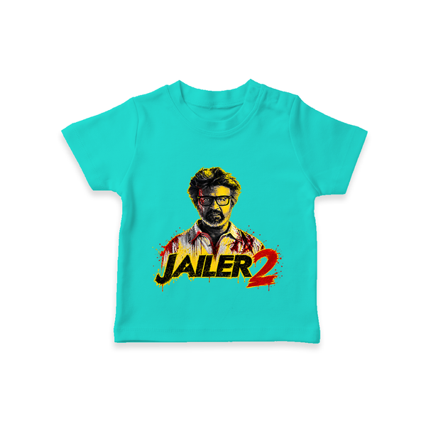 Jailer 2 Action Print Baby T-Shirt - TEAL - 0-5 Months Old (Chest 17")