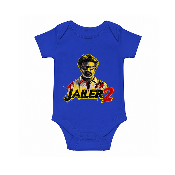 Jailer 2 Action Print Baby Romper - COBALT BLUE - New Born (Chest 14")