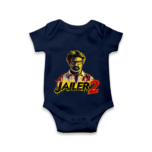 Jailer 2 Action Print Baby Romper - NAVY BLUE - New Born (Chest 14")