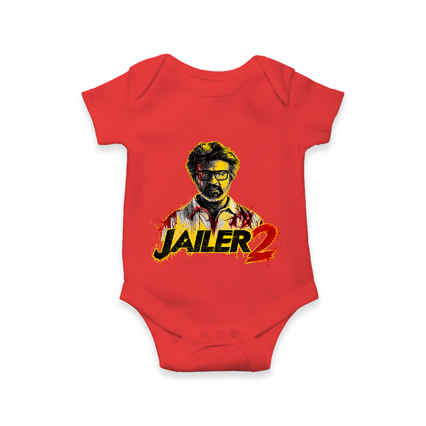 Jailer 2 Action Print Baby Romper - RED - New Born (Chest 14")
