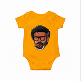 Rajini Face Art Print Baby Romper - CHROME YELLOW - New Born (Chest 14")