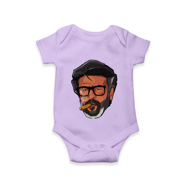 Rajini Face Art Print Baby Romper - LILAC - New Born (Chest 14")