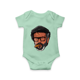 Rajini Face Art Print Baby Romper - MINT GREEN - New Born (Chest 14")
