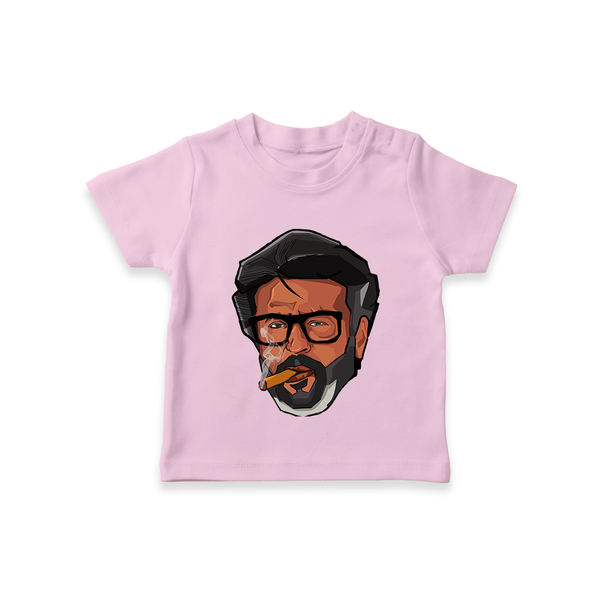 Rajini Face Art Print Baby T-Shirt - BABY PINK - 0-5 Months Old (Chest 17")