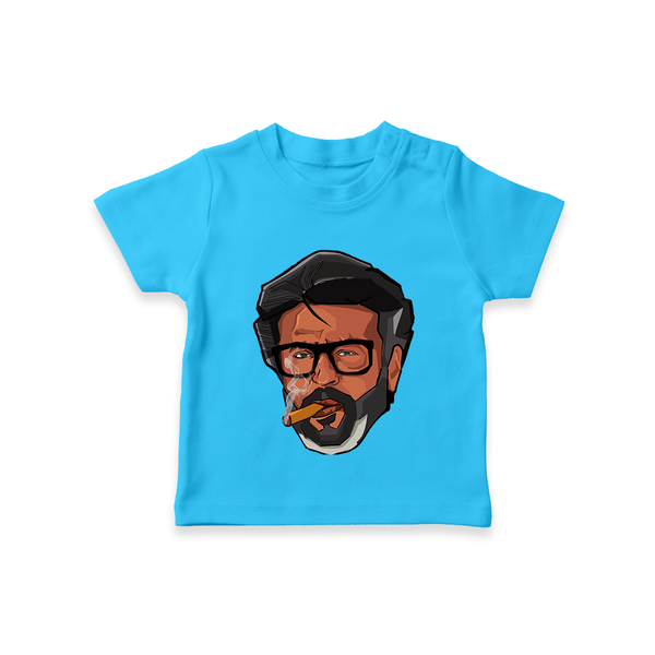 Rajini Face Art Print Baby T-Shirt - SKY BLUE - 0-5 Months Old (Chest 17")