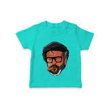Rajini Face Art Print Baby T-Shirt - TEAL - 0-5 Months Old (Chest 17")