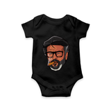Rajini Face Art Print Baby Romper - BLACK - New Born (Chest 14")