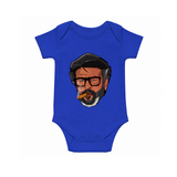 Rajini Face Art Print Baby Romper - COBALT BLUE - New Born (Chest 14")