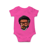 Rajini Face Art Print Baby Romper - HOT PINK - New Born (Chest 14")