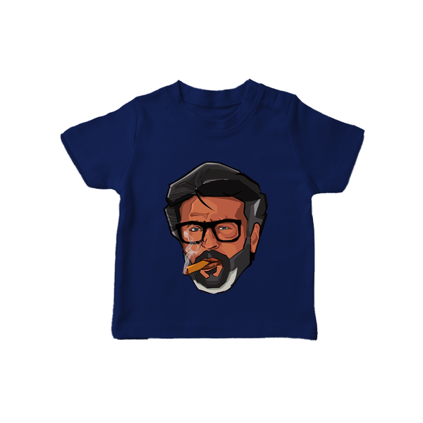 Rajini Face Art Print Baby T-Shirt - NAVY BLUE - 0-5 Months Old (Chest 17")
