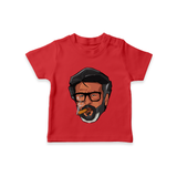 Rajini Face Art Print Baby T-Shirt - RED - 0-5 Months Old (Chest 17")