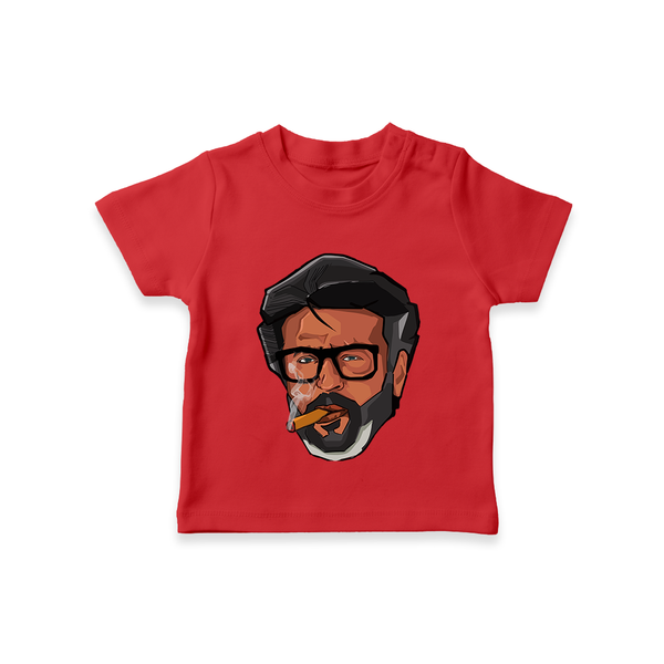 Rajini Face Art Print Baby T-Shirt - RED - 0-5 Months Old (Chest 17")