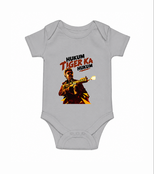 Hukum Action Hero Print Baby Romper - GREY - New Born (Chest 14")