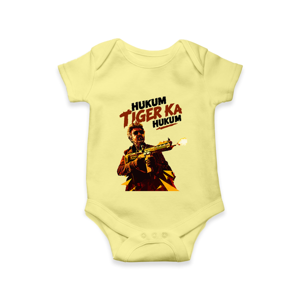 Hukum Action Hero Print Baby Romper - PASTEL YELLOW - New Born (Chest 14")