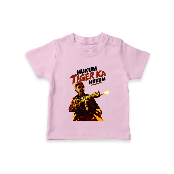 Hukum Action Hero Print Baby T-Shirt - BABY PINK - 0-5 Months Old (Chest 17")