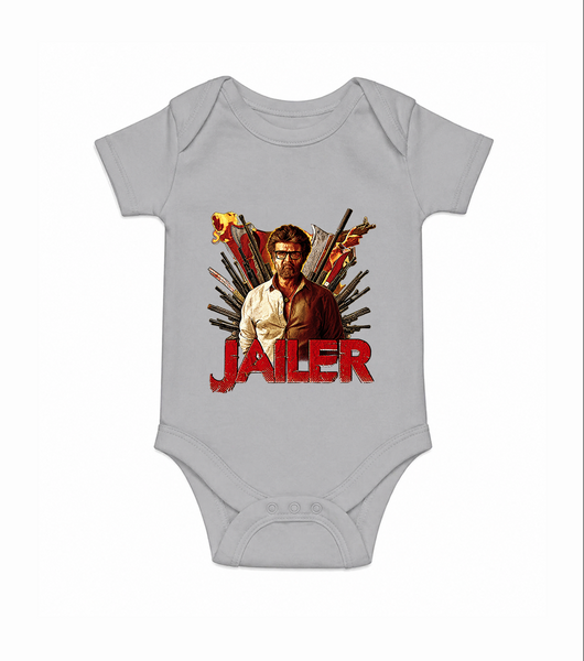 Jailer Poster Print Baby Romper - GREY - New Born (Chest 14")