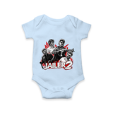 Jailer 2 Character Print Baby Romper - BABY BLUE - New Born (Chest 14")